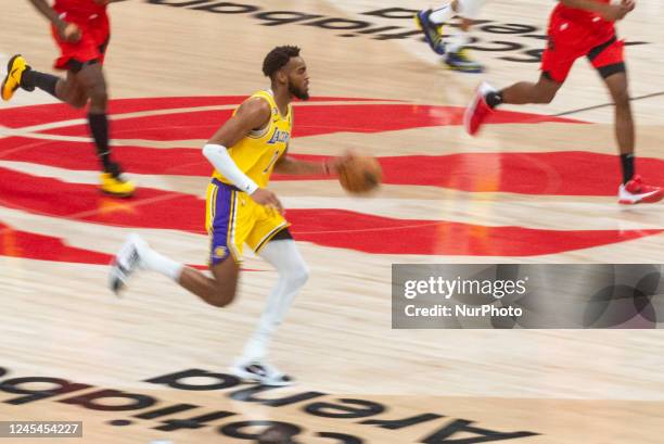 December 07, 2022: Troy Brown Jr. #7 of LA Lakers runs with the ball during the Toronto Raptors vs LA Lakers NBA regular season game at Scotiabank...