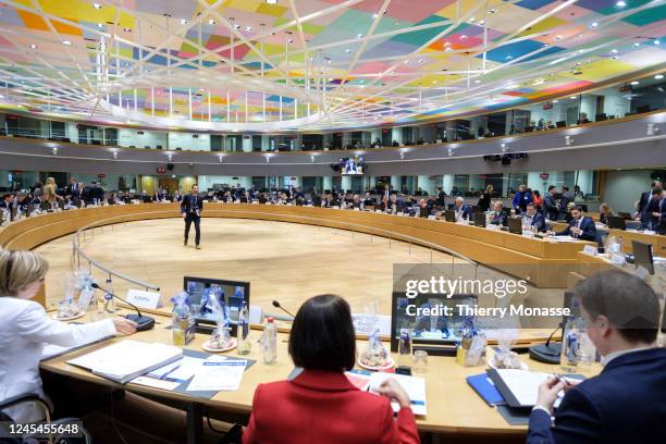 Home affairs Ministers attend an EU home affairs Ministers meeting in the Europa, the EU Council headquarter on December 8, 2022 in Brussels,...