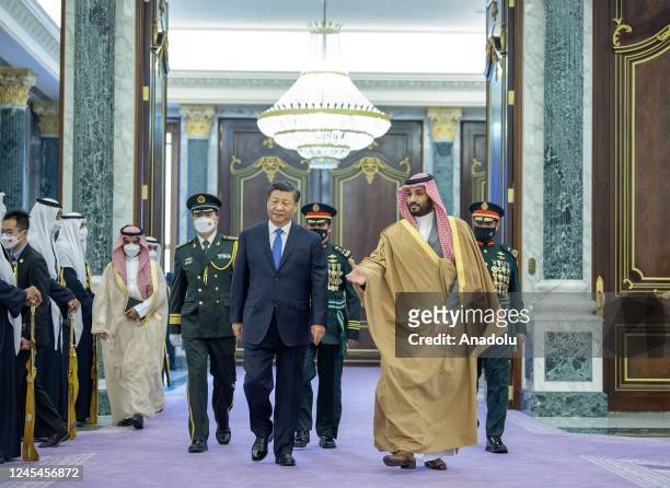 Chinese President, Xi Jinping meets by Crown Prince of Saudi Arabia Mohammed bin Salman Al Saud following an official welcoming ceremony at the...