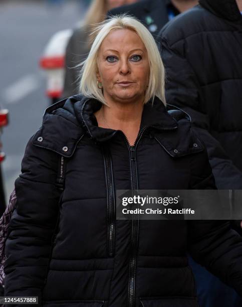 Harry Dunns mother Charlotte Charles arrives with other family members and supporters at the Old Bailey on December 8, 2022 in London, England. The...