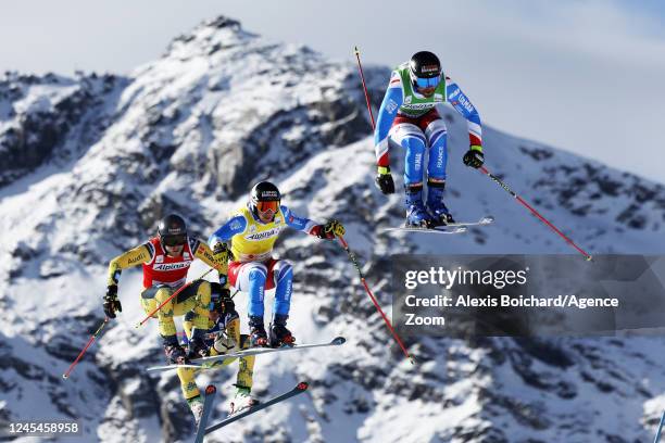 Jonathan Midol of Team France, Bastien Midol of Team France, Tobias Mueller of Team Germany, Tim Hronek of Team Germany in action during the FIS...