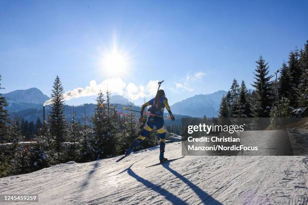 Elvira Oeberg of Sweden competes during the Women 7.5 km Sprint at the BMW IBU World Cup Biathlon Hochfilzen on December 8, 2022 in Hochfilzen,...