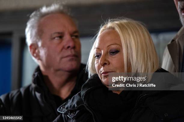 Harry Dunn's stepfather Bruce Charles and mother Charlotte Charles speak to media after the sentencing of Anne Sacoolas at the Old Bailey on December...