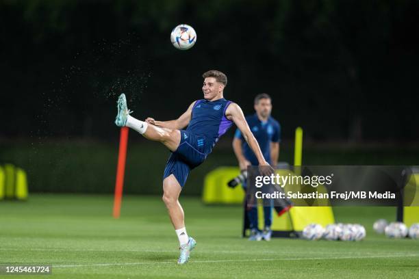 Julian Alvarez of Argentina during a training session on match day -1 at Qatar University on December 8, 2022 in Doha, Qatar.