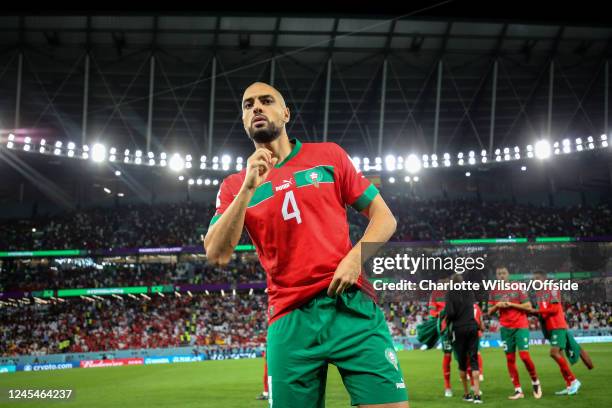 Sofyan Amrabat of Morocco during the FIFA World Cup Qatar 2022 Round of 16 match between Morocco and Spain at Education City Stadium on December 6,...