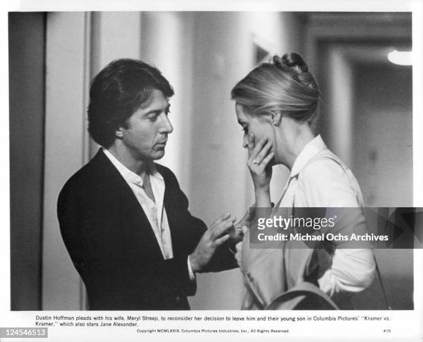 Dustin Hoffman pleads with Meryl Streep to reconsider her decision to leave him and her young son in a scene from the film 'Kramer vs. Kramer', 1979.