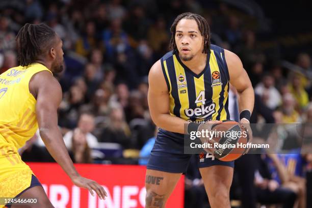 Carsen Edwards, #4 of Fenerbahce Beko Istanbul in action during the 2022-23 Turkish Airlines EuroLeague Regular Season Round 12 game between Alba...