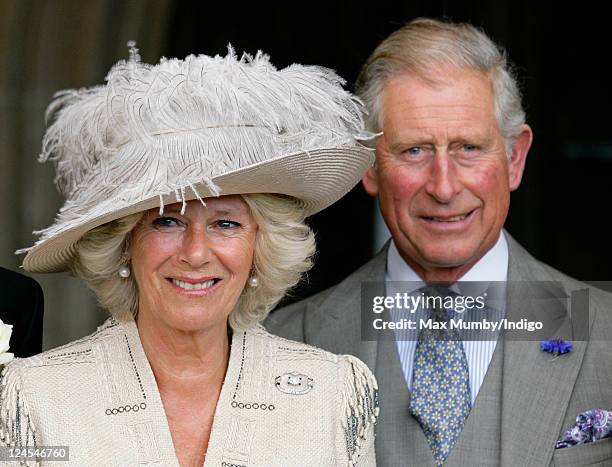 Camilla, Duchess of Cornwall and Prince Charles, Prince of Wales attend the wedding of Ben Elliot and Mary-Clare Winwood at the church of St. Peter...