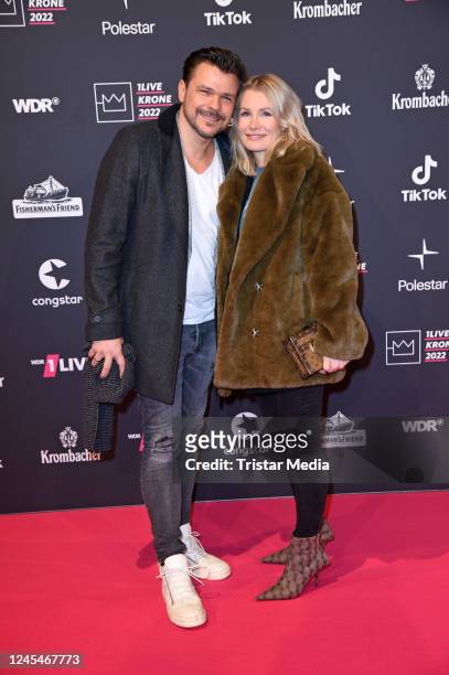 And his wife Anna Tanneberger) attend the 1Live Krone 2022 at Jahrhunderthalle on December 8, 2022 in Bochum, Germany.