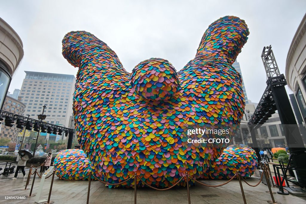 Fat Rabbit China SHANGHAI, CHINA - DECEMBER 9, 2022 - A giant rabbit is seen in front ...