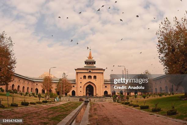 General view of the Jamia Masjid in the middle of the Old City located Kashmir region in Srinagar, India on November 10, 2022. The Jamia masjid was...