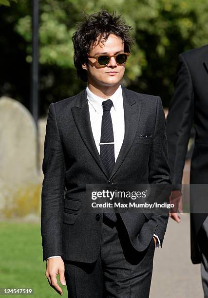 Jamie Cullam attends the wedding of Ben Elliot and Mary-Clare Winwood at the church of St. Peter and St. Paul, Northleach on September 10, 2011 in...