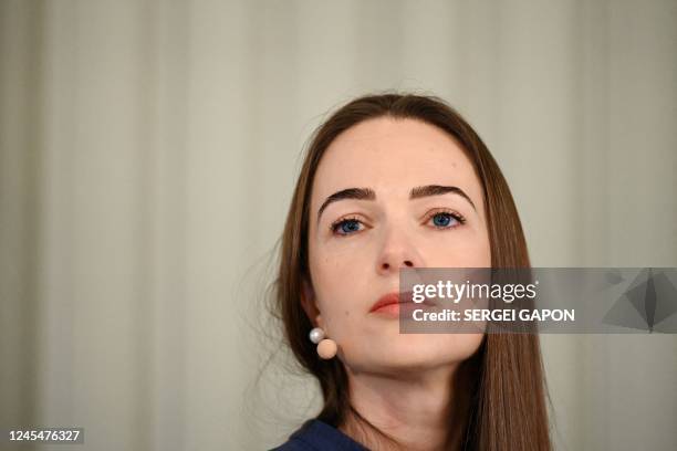 Nobel Peace Prize 2022 winner, the Head of the Ukrainian Center for Civil Liberties Oleksandra Matviichuk attends a press conference ahead of the...