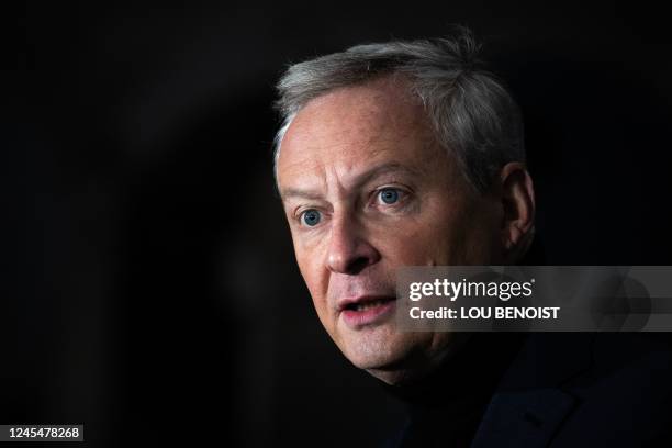 French Minister for the Economy and Finances Bruno Le Maire delivers a speech at the Penly Nuclear Power Plant in Petit-Caux, on the English Channel...