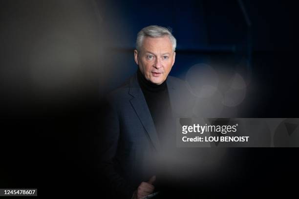 French Minister for the Economy and Finances Bruno Le Maire delivers a speech at the Penly Nuclear Power Plant in Petit-Caux, on the English Channel...