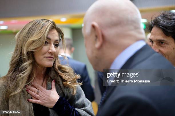 Dutch Minister of Justice and Security Dilan Yesilgoz-Zegerius is talking with the Italian Minister of Justice, members of the Right-wing populism...