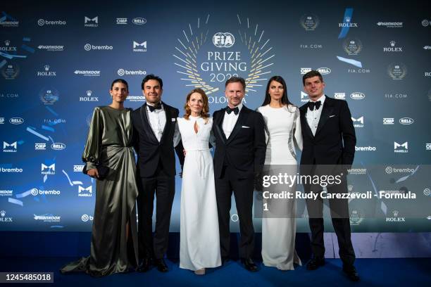 Carola Martinez and Sergio Pérez, Geri Halliwell and Christian Horner, Kelly Piquet and Max Verstappen during the FIA Prize Giving at Bologna Fiere...