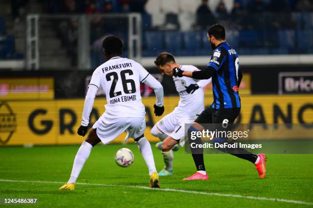 Lucas Alario of Eintracht Frankfurt celebrates after scoring his team's first goal during Atalanta Bergamo-Eintracht Frankfurt, match valid for 25th...