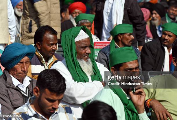 New Delhi, India - Dec. 9, 2022: Farmers at a day-long protest over demand of the long-pending issues of farmers including making minimum support...
