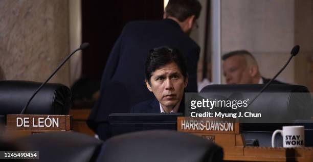 Los Angeles City Councilman Kevin de Leon returned to council chambers after a two month absence. He was greeted by protesters and supporters....