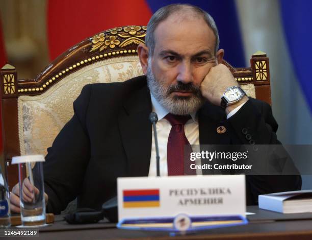 Armenian Prime Minister Nikol Pashinyan attends the Eurasian Economic Summit on November 9, 2022 in Bishkek, Kyrgyzstan. Leaders of Russia, Belarus,...