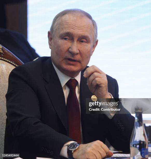 Russian President Vladimir Putin attends the Eurasian Economic Summit on November 9, 2022 in Bishkek, Kyrgyzstan. Leaders of Russia, Belarus,...