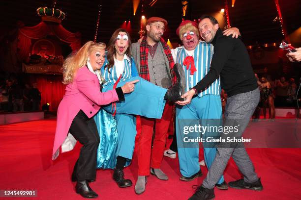 Judith Williams and her husband Alexander Klaus Stecher, brother Manfred Stecher during the "Stars in der Manege" TV Show at Circus Krone on December...