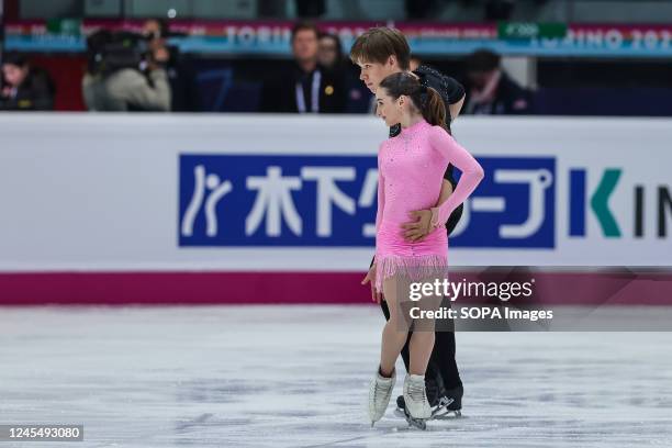 Sophia Baram and Daniel Tioumentsev of United States of America compete during DAY1 - JR PAIRS S.P. ISU Grand Prix of Figure Skating Final Turin 2022...