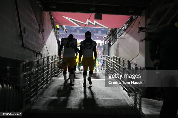 Green Bay Packers running back James Starks and Green Bay Packers running back Eddie Lacy in action during an NFL NFC Divisional Playoff football...