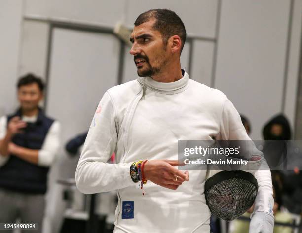 John Edison Rodriguez of Colombia fences during the mens individual preliminary rounds at the Peter Bakonyi Men's Epee World Cup on December 9, 2022...