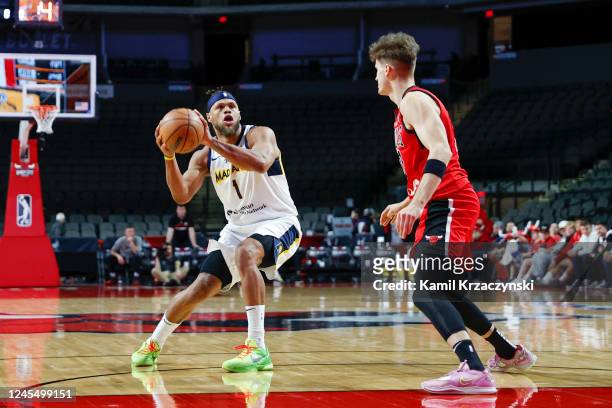 Justin Anderson of the Fort Wayne Mad Ants looks to shoot the ball against the Windy City Bulls during the first half of an NBA G-League game on...