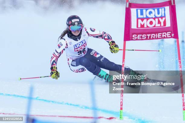 Alex Tilley of Team Great Britain competes during the Audi FIS Alpine Ski World Cup Women's Giant Slalom on December 10, 2022 in Sestriere, Italy.