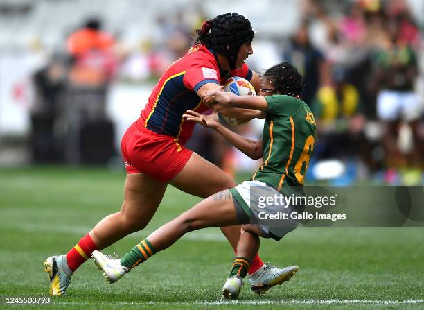 Ingrid Algar of Spain during the match between Spain and South Africa on day 2 of the HSBC Cape Town Sevens at DHL Stadium on December 10, 2022 in...