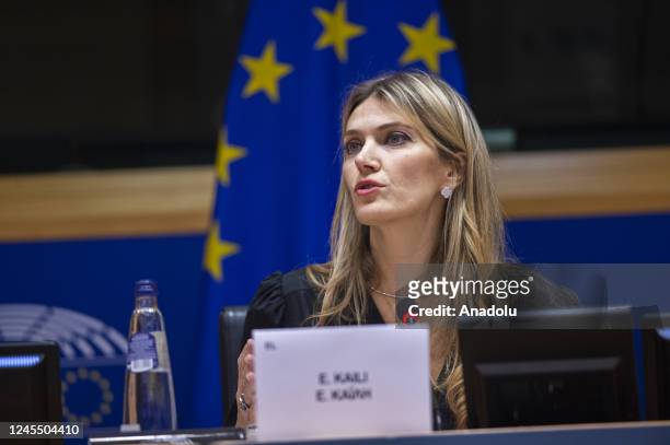 Vice-President of the European Parliament Eva Kaili speaks during a session at the European Parliament in Brussels, Belgium on December 07, 2022....