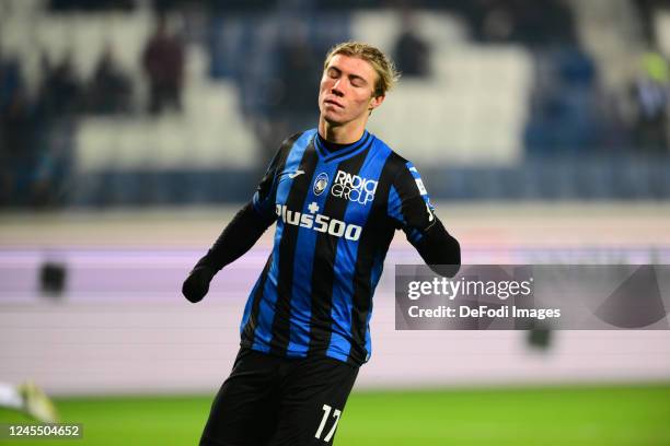 Rasmus Hojlund of Atalanta Bergamo\ celebrates after scoring his team's second goal during Atalanta Bergamo-Eintracht Frankfurt, match valid for 25th...