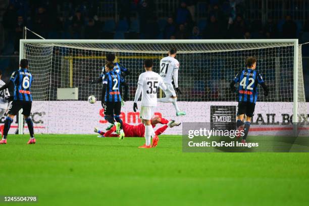 Evan Ndicka of Eintracht Frankfurt celebrates after scoring his team's second goal during Atalanta Bergamo-Eintracht Frankfurt, match valid for 25th...