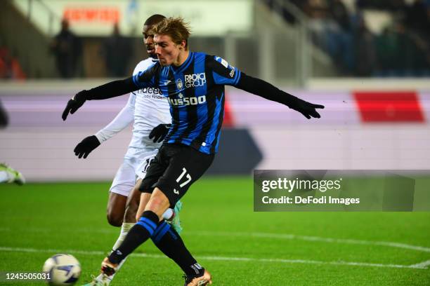 Rasmus Hojlund of Atalanta Bergamo\ celebrates after scoring his team's second goal during Atalanta Bergamo-Eintracht Frankfurt, match valid for 25th...