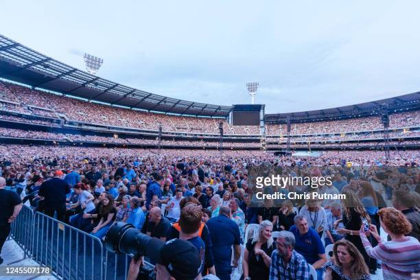 Crowds as Billy Joel performs for one night only in Australia at the Melbourne Cricket Ground on December 10, 2022 in Melbourne, Australia.