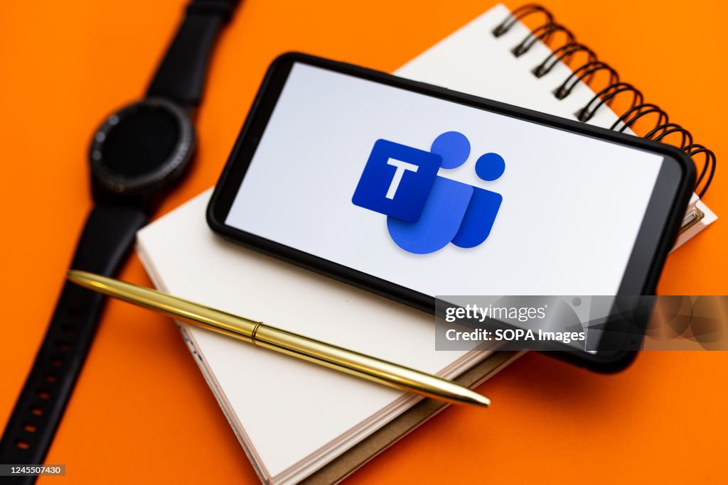 In this photo illustration a Microsoft Teams logo seen...