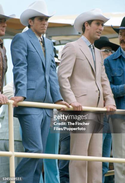 Prince Charles and Prince Andrew dressed as cowboys while attending the Calgary Stampede, an annual rodeo and festival, in Calgary, Canada on 8th...