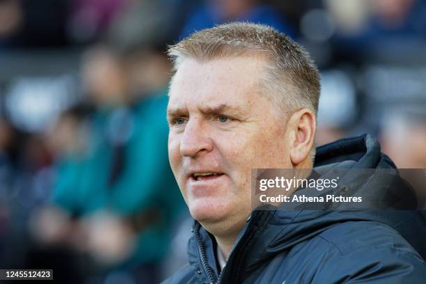 Norwich City manager Dean Smith stands on the touch line during the Sky Bet Championship match between Swansea City and Norwich City at the...