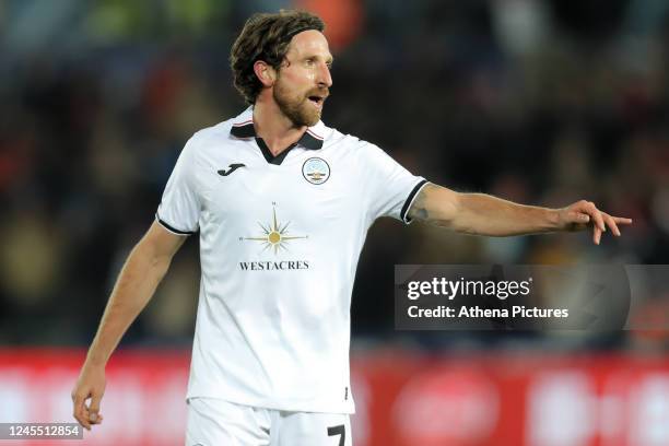 Joe Allen of Swansea City in action during the Sky Bet Championship match between Swansea City and Norwich City at the Swansea.com Stadium on...