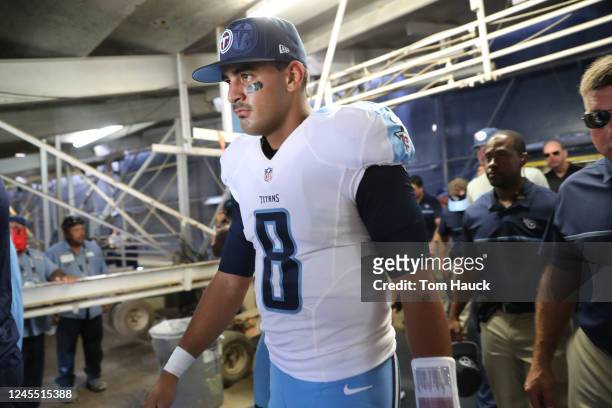 Tennessee Titans quarterback Marcus Mariota during an NFL game between the San Diego Chargers and the Tennessee Titans , Sunday, November 6 in San...