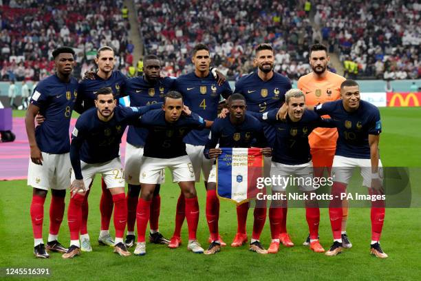 France pose for a team group photograph before the start of the FIFA World Cup Quarter-Final match at the Al Bayt Stadium in Al Khor, Qatar. Picture...