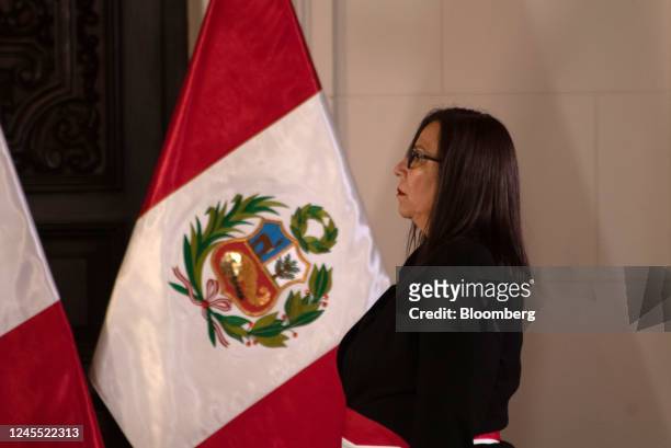 Nelly Paredes del Castillo, Peru's new agriculture minister, attends a cabinet swearing in ceremony at the Government Palace in Lima, Peru, on...