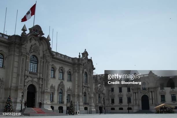 The Government Palace ahead of a cabinet swearing in ceremony in Lima, Peru, on Saturday, Dec. 10, 2022. President Dina Boluarte is trying to seek...