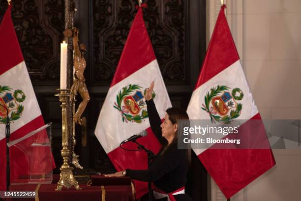 Rosa Gutierrez Palomino, Peru's new health minister, attends a cabinet swearing in ceremony at the Government Palace in Lima, Peru, on Saturday, Dec....