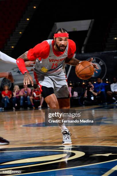 Willie Cauley Stein of the Rio Grande Valley Vipers dribbles the ball against the Lakeland Magic during the game on December 10, 2022 at RP Funding...