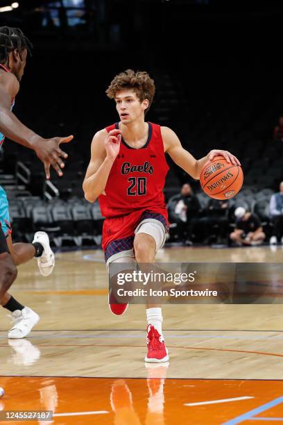 St. Mary's Gaels guard Aidan Mahaney dribbles the ball during the Jerry Colangelo Classic college basketball game between the San Diego State Aztecs...