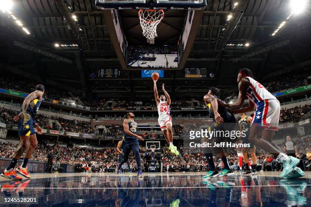 Cam Thomas of the Brooklyn Nets shoots the ball during the game against the Indiana Pacers on December 10, 2022 at Gainbridge Fieldhouse in...